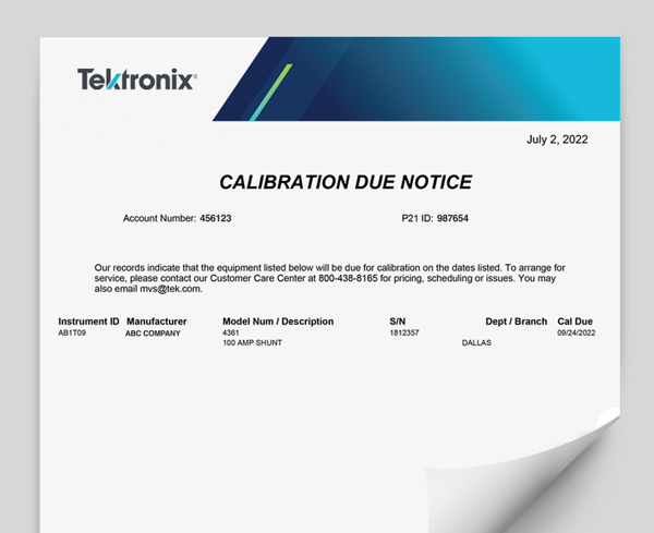 calibration notice documeent