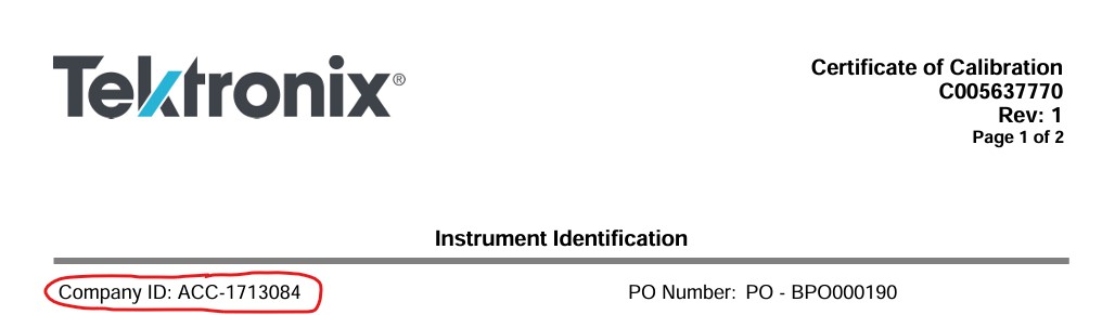 Tektronix Account Number