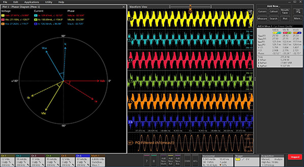 Oscilloscope measurements on traction inverter outputs