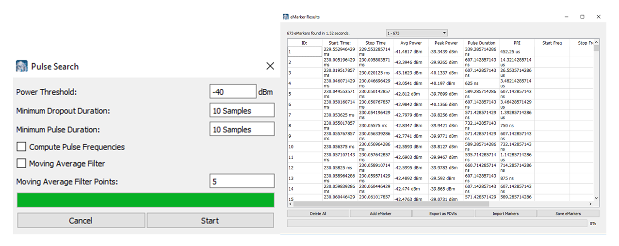 Pulse Threshold Search pulse-search