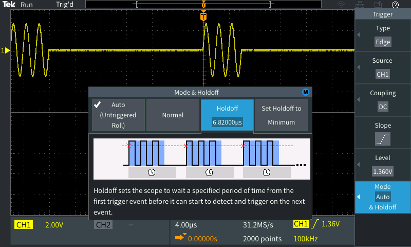 Selection of AUTO mode Fig1220AutoTrigger
